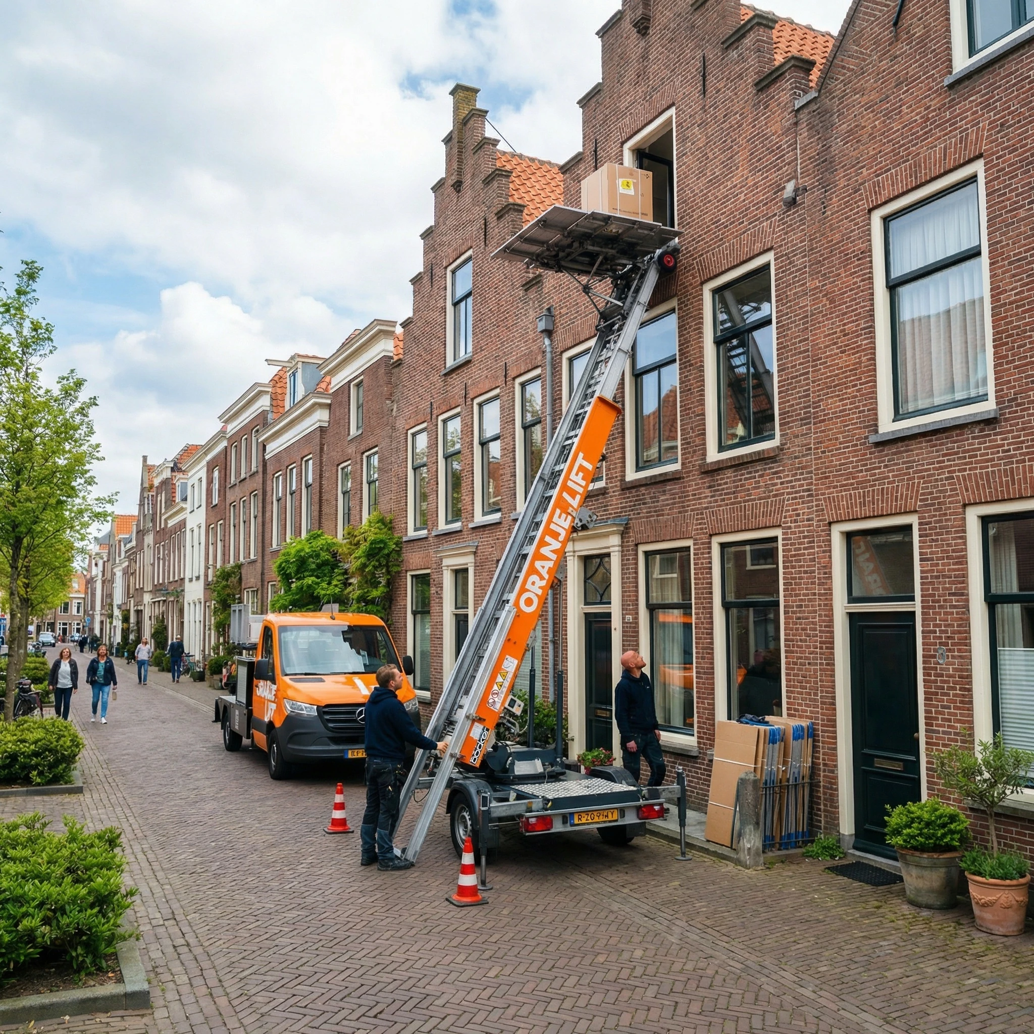 Aanhangerlift in gebruik bij woning in Heerhugowaard